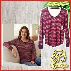 GAP body NEW - Sz S - sleep lounge top long sleeve pink purple snowflakes